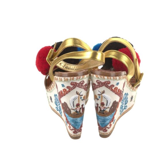 Christian Louboutin Cycladissimo pompom embroidered wedges - Picture 4 of 6